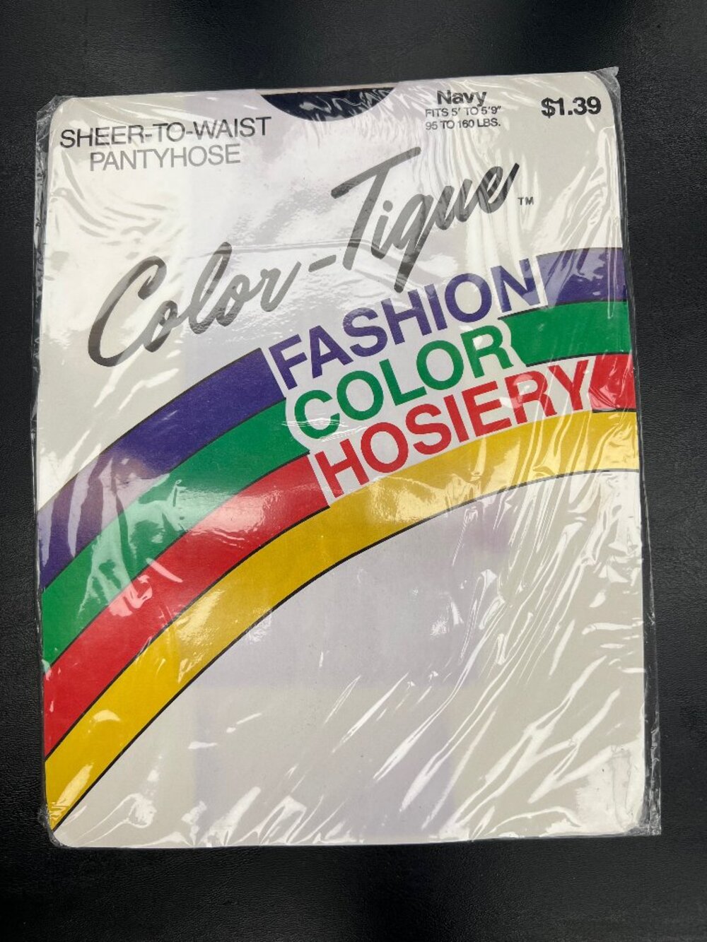 NIB Vintage 70s Color Tique Sheer 100% Nylon Navy Pantyhose